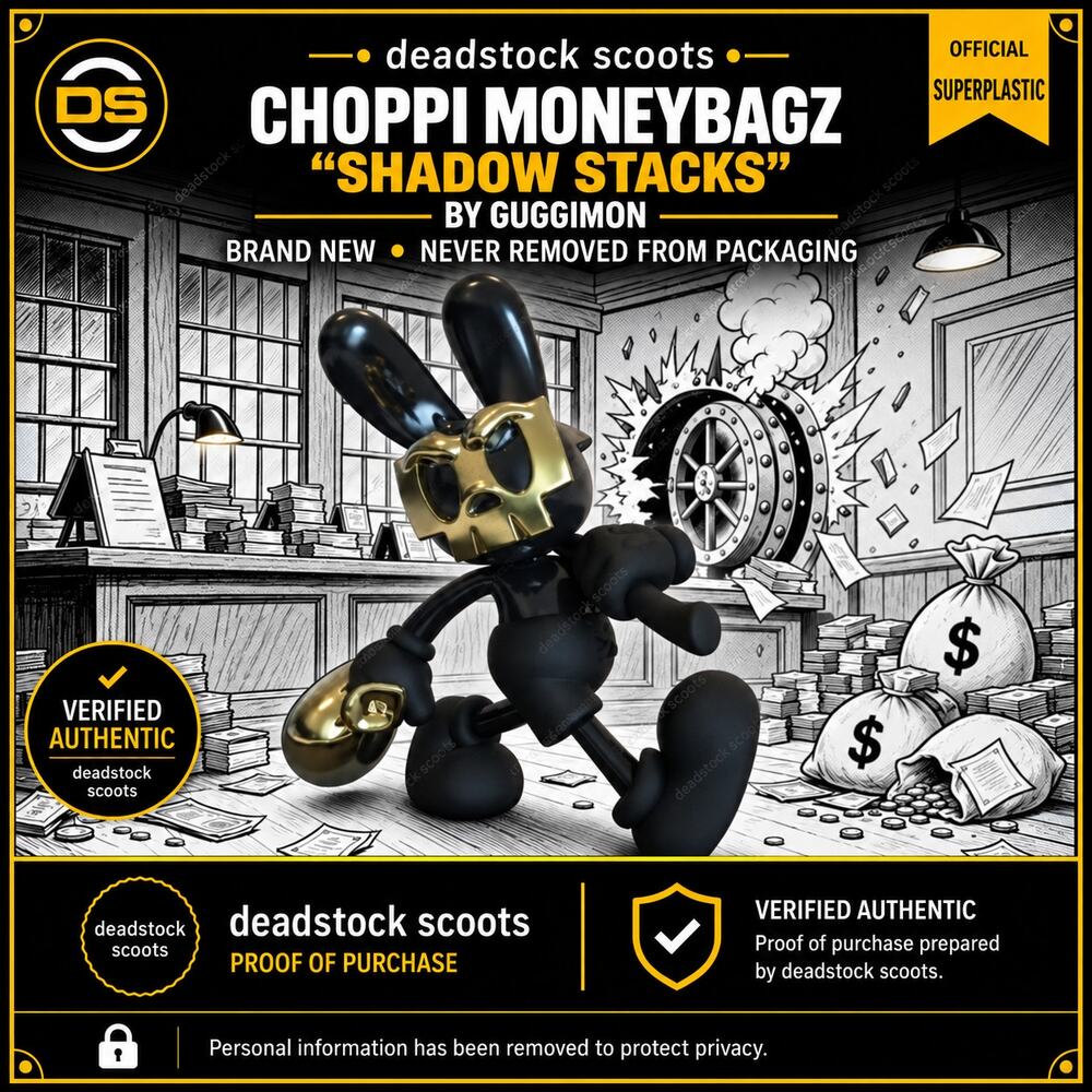 Superplastic Guggimon CHOPPI MONEYBAGZ "SHADOW STACKS" Black 11" Vinyl LE 500